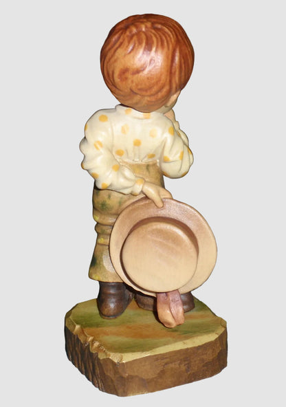 "A Little Bashful" Sarah Kay ANRI Woodcarving Figurine #57191 - Boy (5")