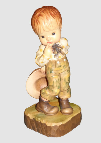 "A Little Bashful" Sarah Kay ANRI Woodcarving Figurine #57191 - Boy (5")