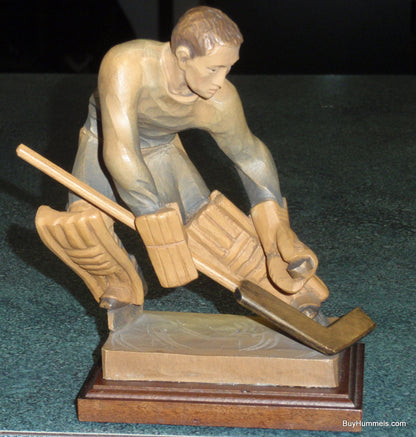 "Ice Hockey Goalie" Anri Wood Carving Figurine #52355 - Ulrich Bernardi (6.5")