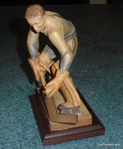 "Ice Hockey Goalie" Anri Wood Carving Figurine #52355 - Ulrich Bernardi (6.5")