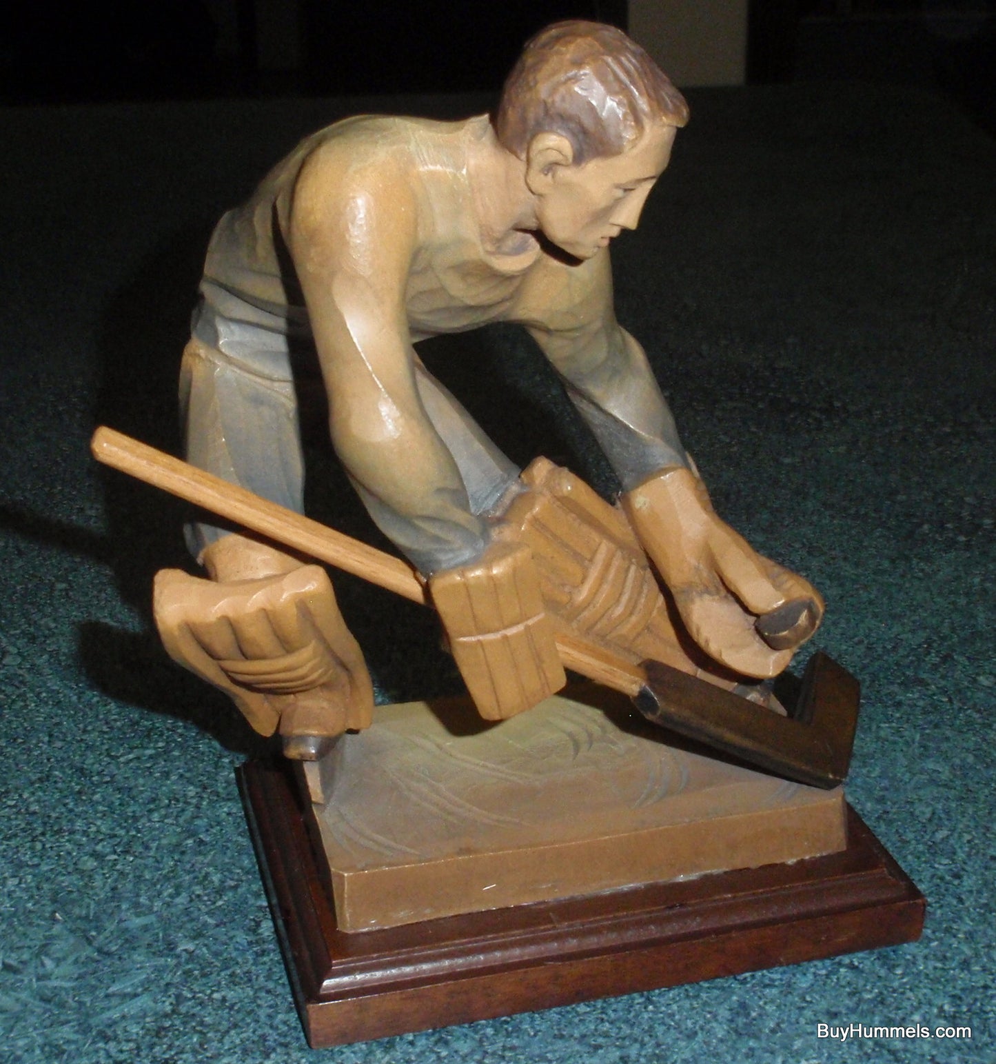 "Ice Hockey Goalie" Anri Wood Carving Figurine #52355 - Ulrich Bernardi (6.5")