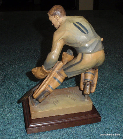 "Ice Hockey Goalie" Anri Wood Carving Figurine #52355 - Ulrich Bernardi (6.5")