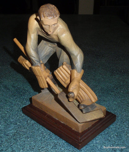 "Ice Hockey Goalie" Anri Wood Carving Figurine #52355 - Ulrich Bernardi (6.5")