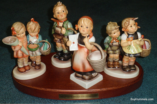 Goebel Hummel Millennium Revival Collection Set of 4 Large Figurines with Wooden Stand