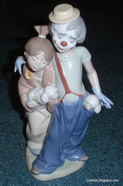 "Pals Forever" Clown With Puppies Lladro Figurine Model #7685
