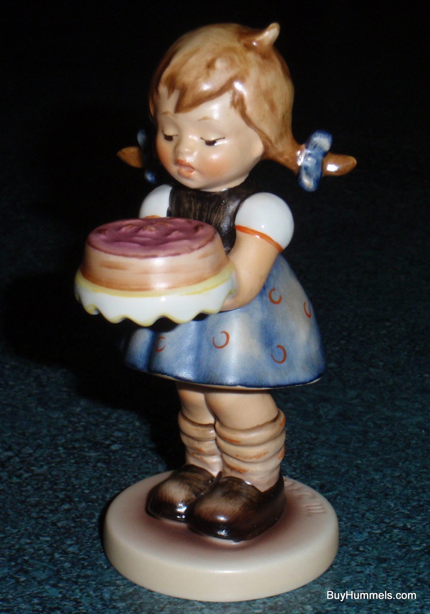 "Sweet As Can Be" Goebel Hummel Figurine #541 TMK7 Little Girl With Pigtails And Birthday Cake
