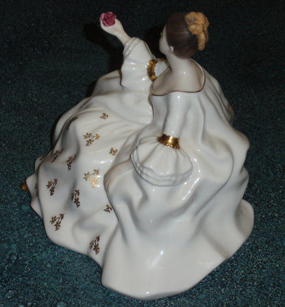 Royal Doulton Figurine My Love HN2339 Victorian Woman In White With Rose - GIFT!