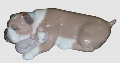 "Unlikely Friends" Lladro #6417 English Bulldog & Kitten Figurine (Retired)