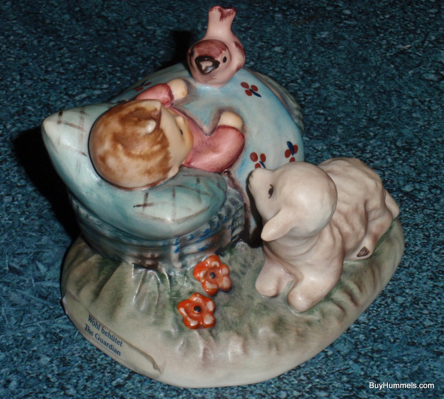 "THE GUARDIAN" Goebel Hummel Figurine #455 - Little Baby Newborn With Bird And Lamb!