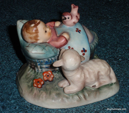 "THE GUARDIAN" Goebel Hummel Figurine #455 - Little Baby Newborn With Bird And Lamb!