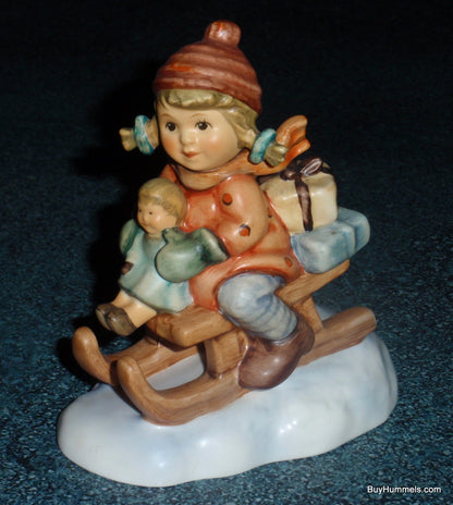 "Christmas Delivery" Holiday Goebel Hummel Figurine #2014 2/0 - Little Girl Sledding With Christmas Presents!