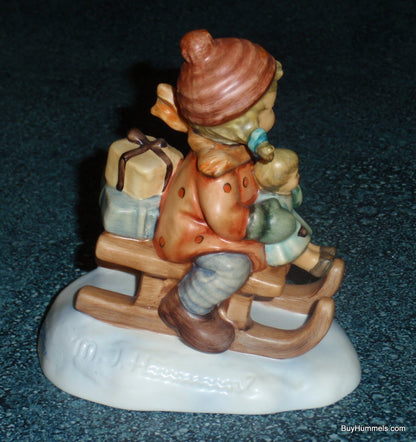 "Christmas Delivery" Holiday Goebel Hummel Figurine #2014 2/0 - Little Girl Sledding With Christmas Presents!