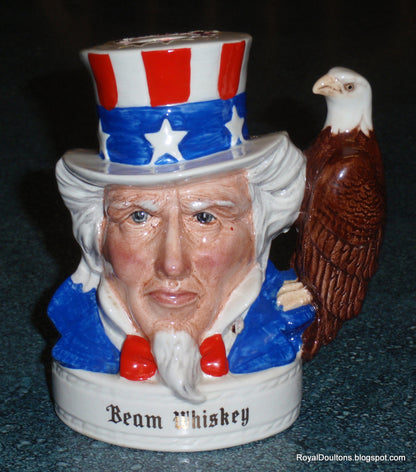 Royal Doulton Uncle Sam Jim Beam Character Jug with Stars and Stripes Top Hat