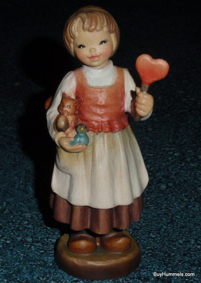Anri Club Ferrandiz "You Are My All" Wood Carved Figurine With Original Box - Little Girl With Squirrel & Bird - Adorable Italian Gift!