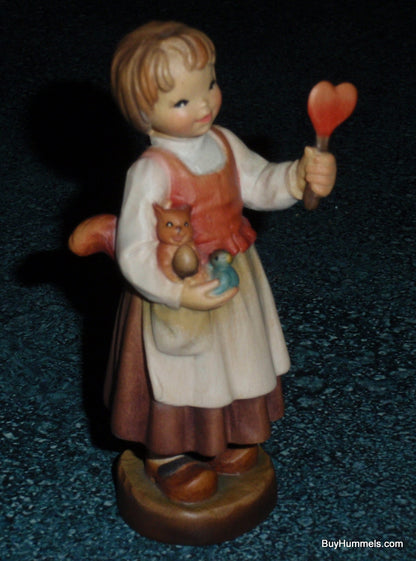 Anri Club Ferrandiz "You Are My All" Wood Carved Figurine With Original Box - Little Girl With Squirrel & Bird - Adorable Italian Gift!