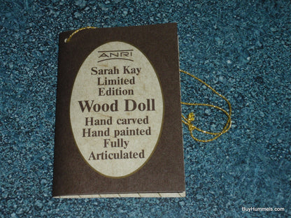 "Emily" ANRI Wood Carved FULLY ARTICULATED 14" Doll by Sarah Kay Signed With Basket Of Apples And Original Box!