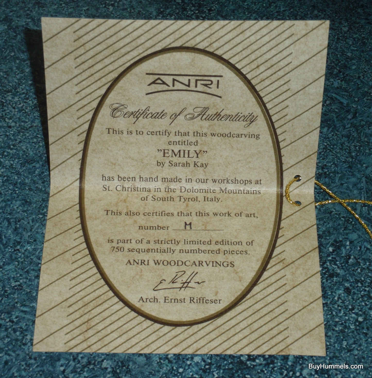 "Emily" ANRI Wood Carved FULLY ARTICULATED 14" Doll by Sarah Kay Signed With Basket Of Apples And Original Box!
