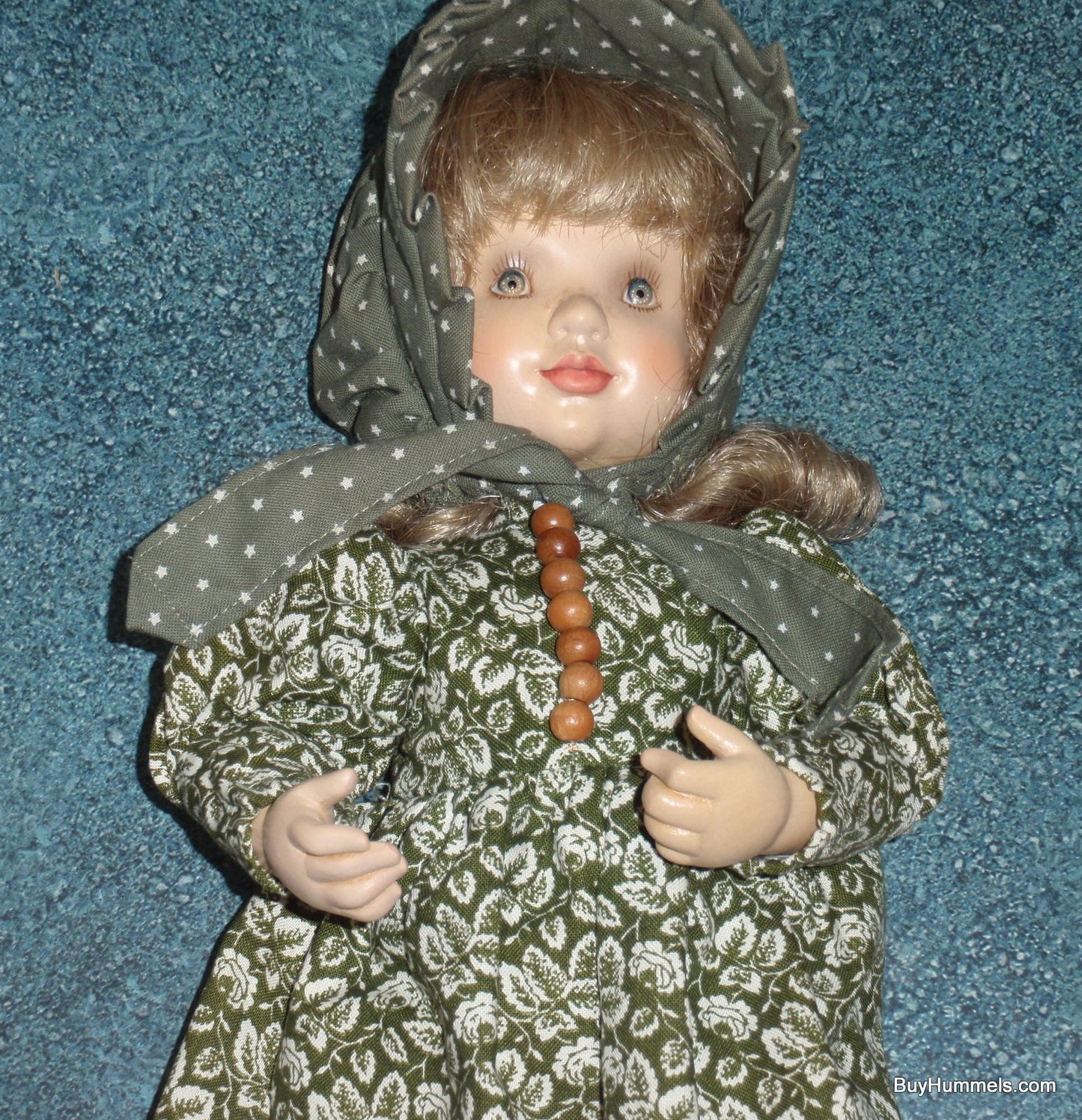 "Emily" ANRI Wood Carved FULLY ARTICULATED 14" Doll by Sarah Kay Signed With Basket Of Apples And Original Box!