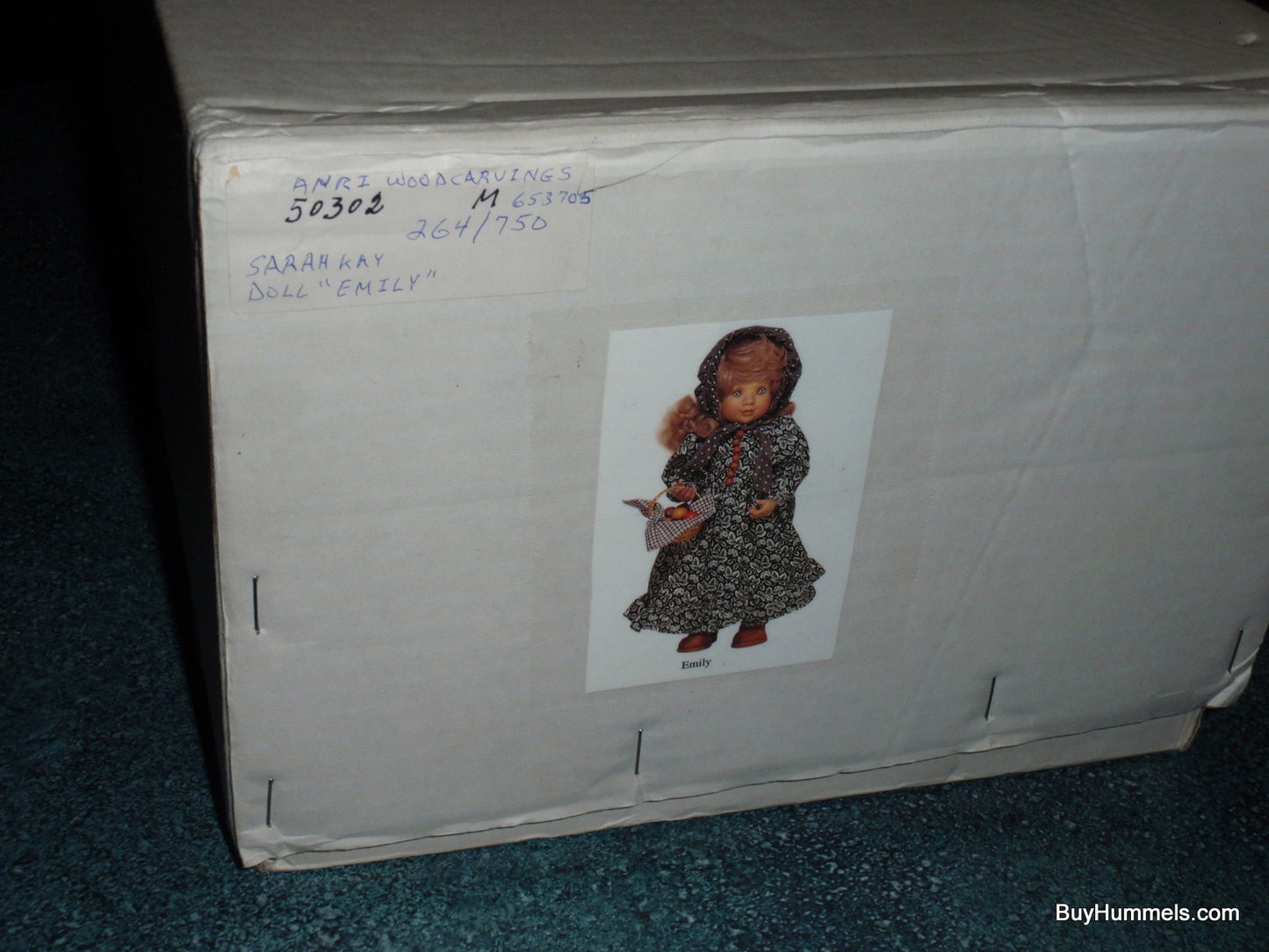 "Emily" ANRI Wood Carved FULLY ARTICULATED 14" Doll by Sarah Kay Signed With Basket Of Apples And Original Box!
