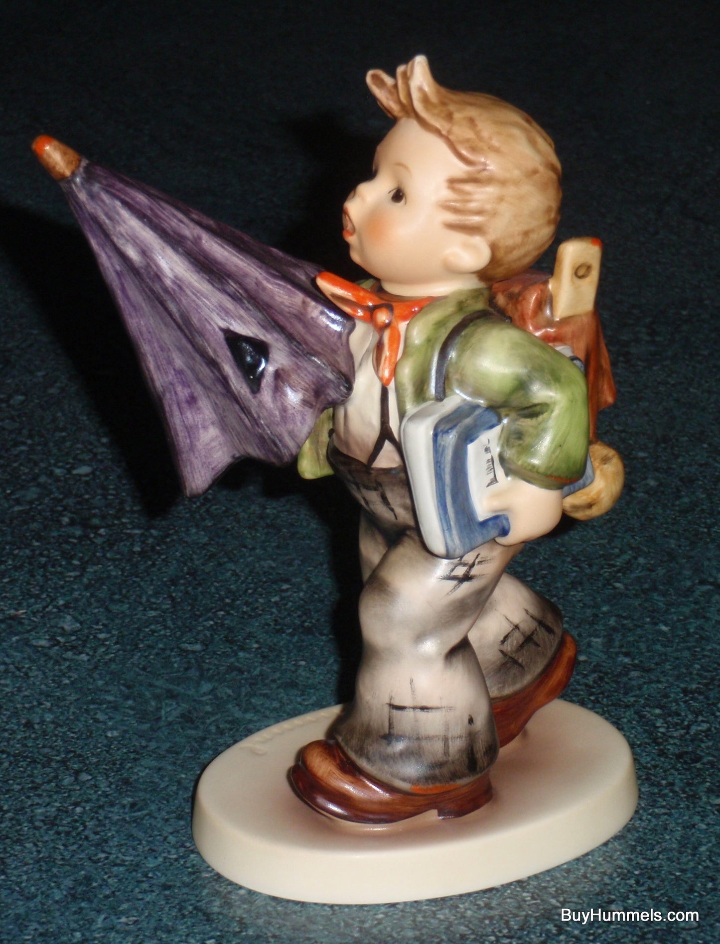 "Is It Raining?" Goebel Hummel Figurine #420 - Boy With Big Umbrella!