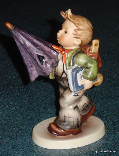 "Is It Raining?" Goebel Hummel Figurine #420 - Boy With Big Umbrella!