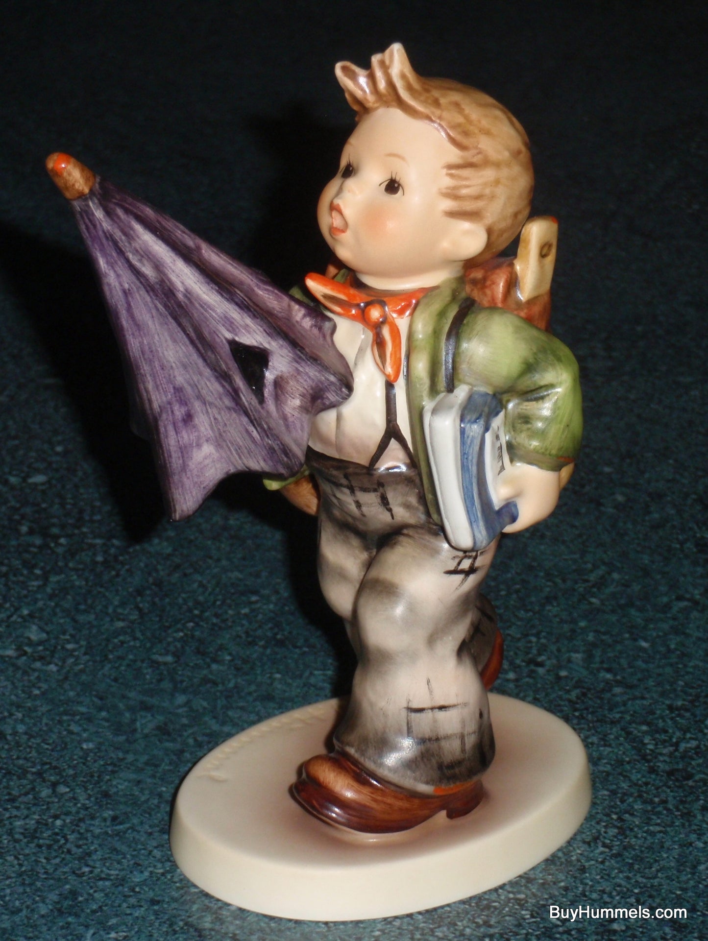 "Is It Raining?" Goebel Hummel Figurine #420 - Boy With Big Umbrella!