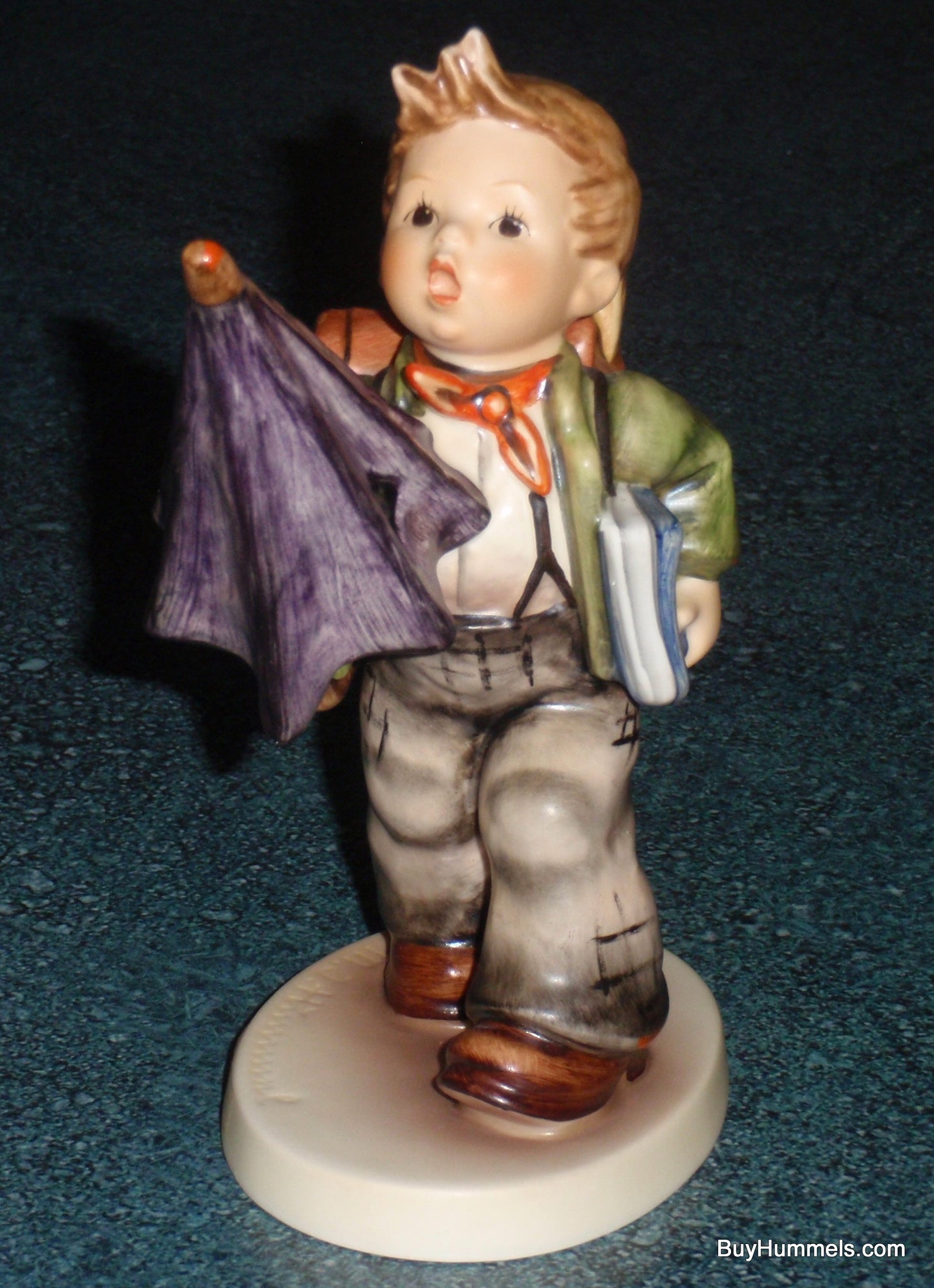 "Is It Raining?" Goebel Hummel Figurine #420 - Boy With Big Umbrella!