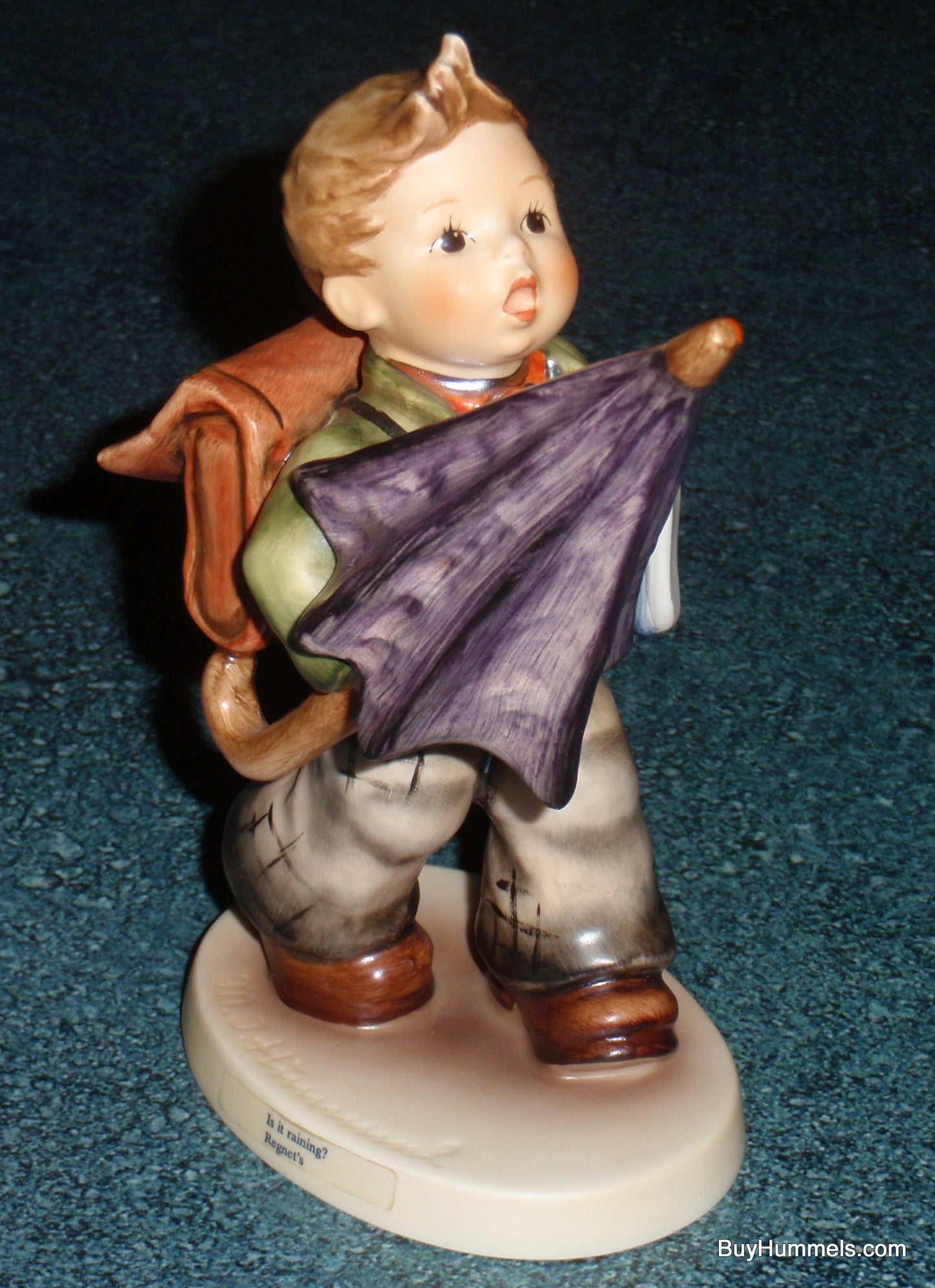 "Is It Raining?" Goebel Hummel Figurine #420 - Boy With Big Umbrella!