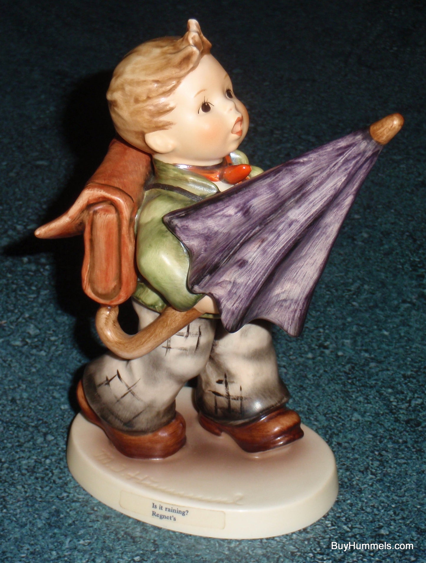 "Is It Raining?" Goebel Hummel Figurine #420 - Boy With Big Umbrella!