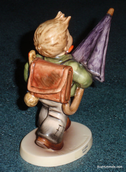 "Is It Raining?" Goebel Hummel Figurine #420 - Boy With Big Umbrella!
