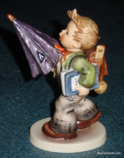"Is It Raining?" Goebel Hummel Figurine #420 - Boy With Big Umbrella!