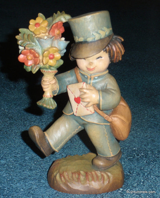 Anri "Knock Three Times" Wood Carved Mailman Postman figurine 6" Made In Italy!