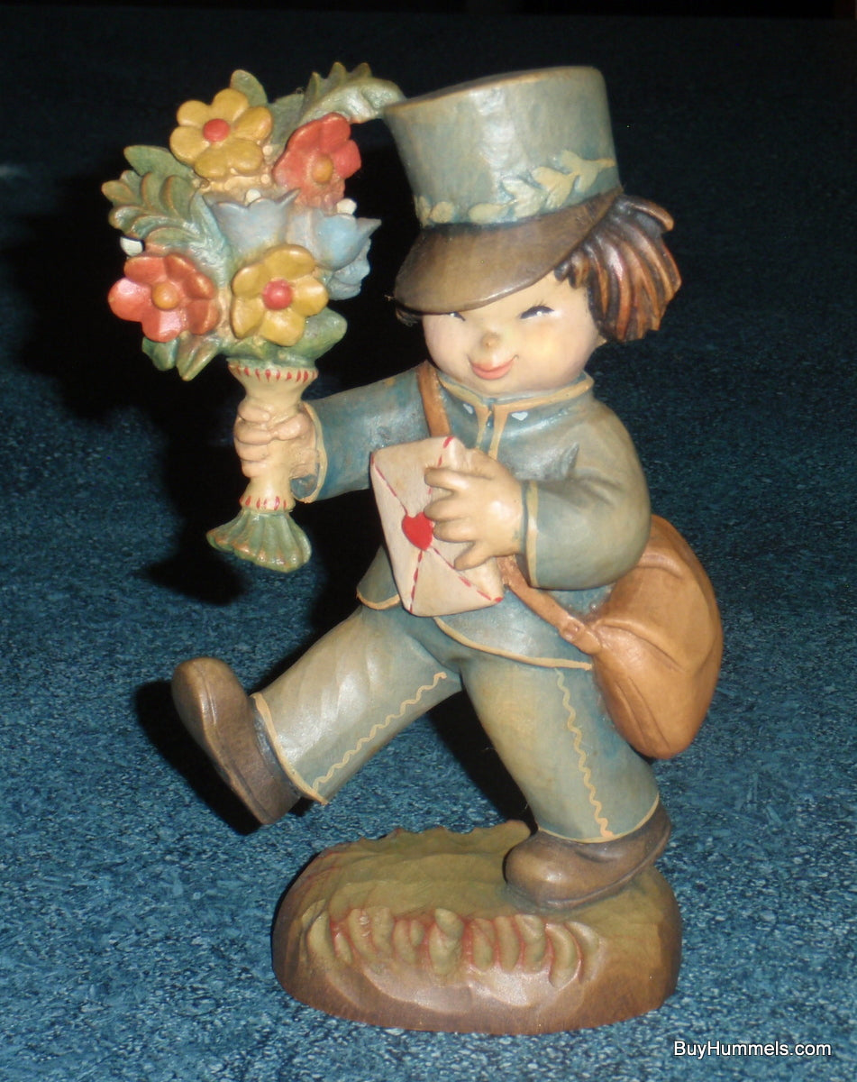 Anri "Knock Three Times" Wood Carved Mailman Postman figurine 6" Made In Italy!