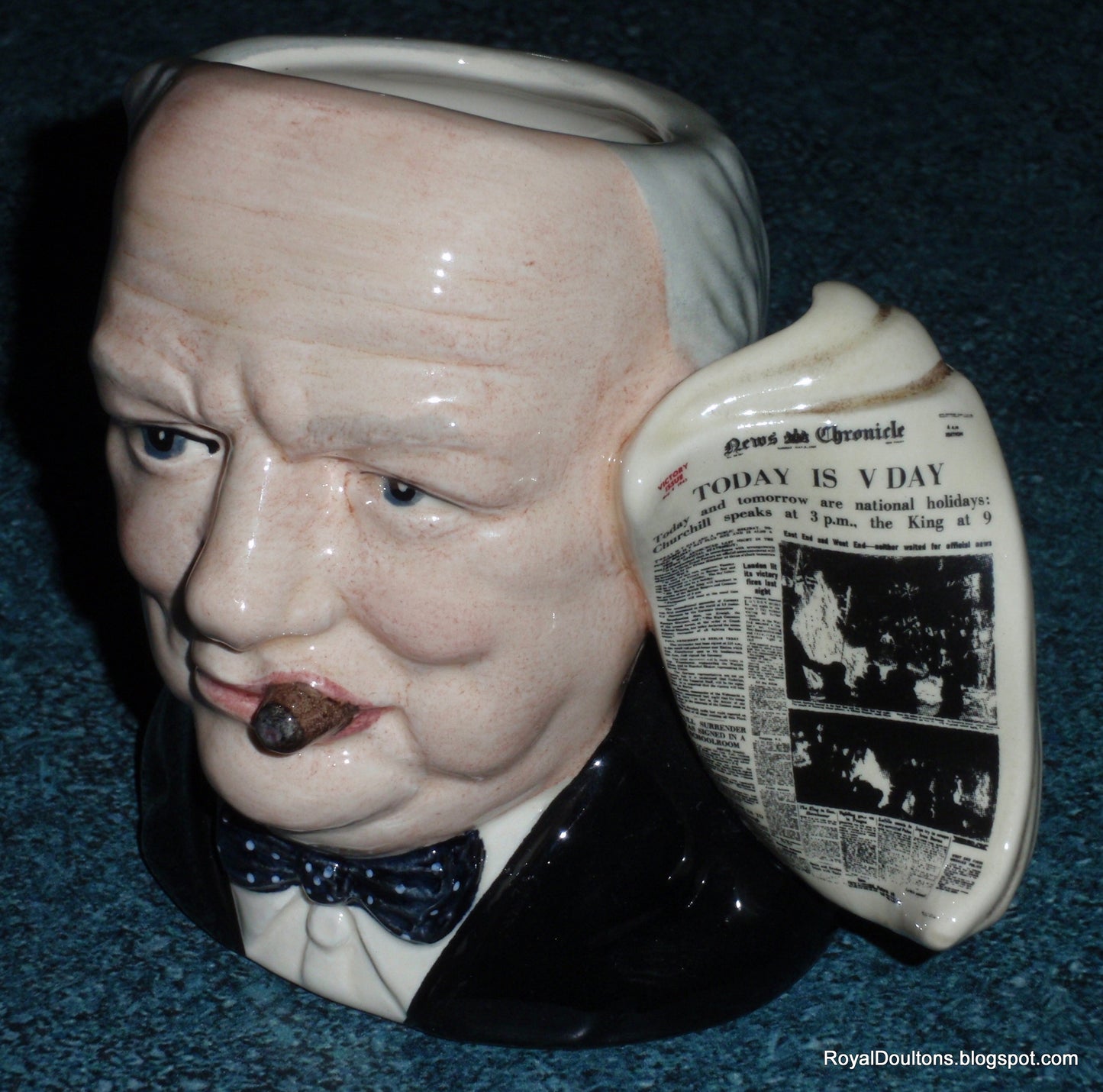 "Winston Churchill" Royal Doulton Character Toby Jug D6934 - V Day (4")