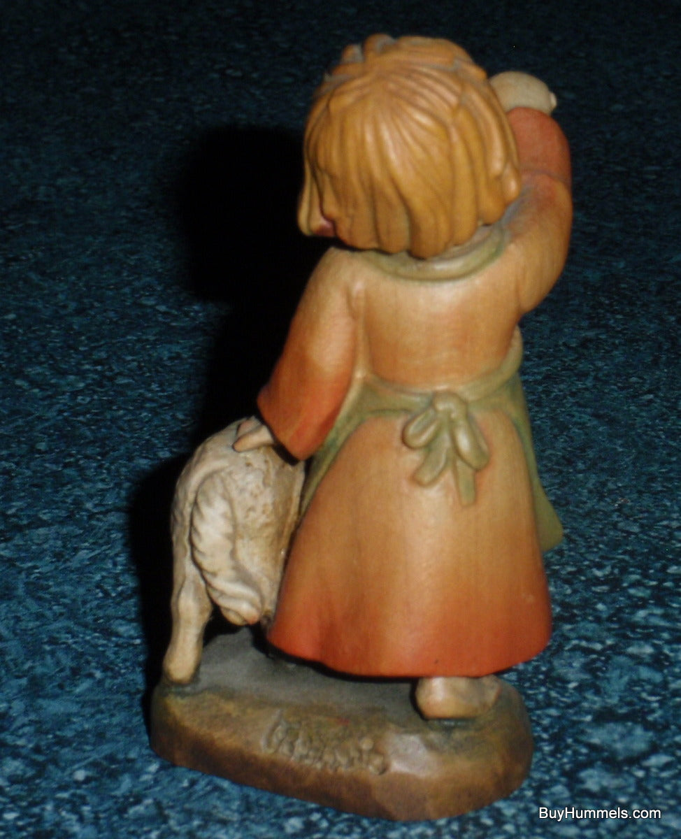 "Leading The Way" Anri Italy Wood Carving Ferrandiz 3" Tall Shepherd With Sheep!