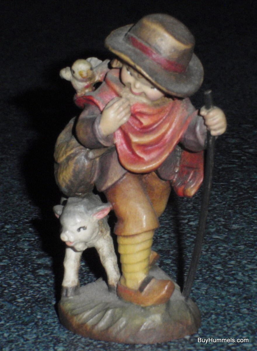 "SPREADING THE WORD" ANRI Juan FERRANDIZ 3" Wood Carved Figure Boy Lamb & Bird!