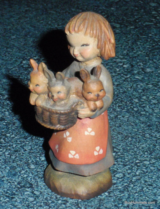 "Basket of Joy" ANRI Juan Ferrandiz Girl With Bunny Rabbits 3" Tall Collectible!