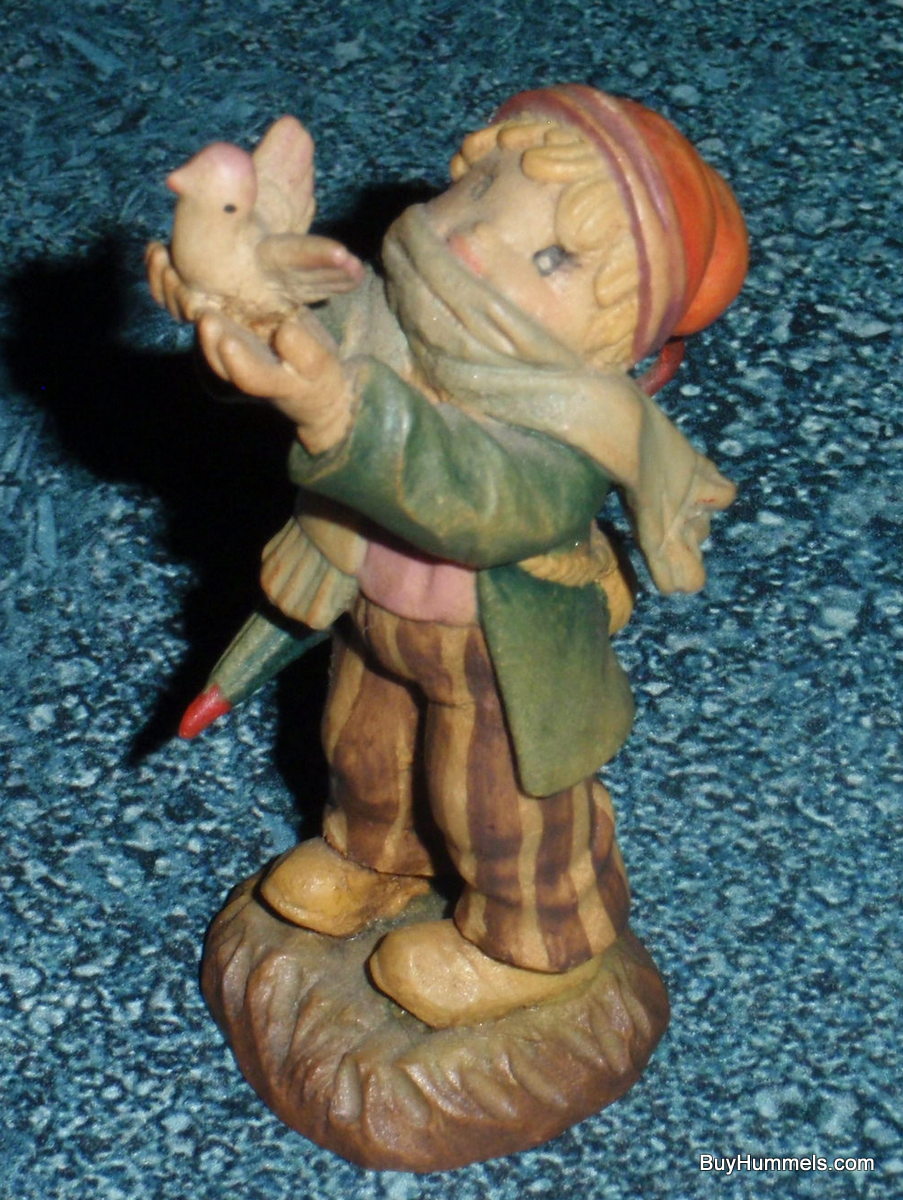 3" Anri Hand Carved Wooden Figurine "Freedom Bound" Boy Releasing Bird - GIFT!