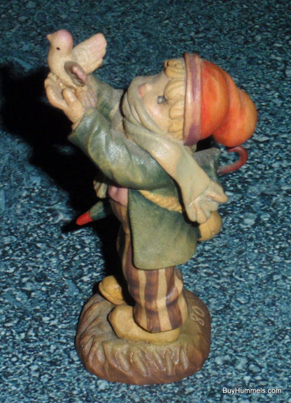 3" Anri Hand Carved Wooden Figurine "Freedom Bound" Boy Releasing Bird - GIFT!