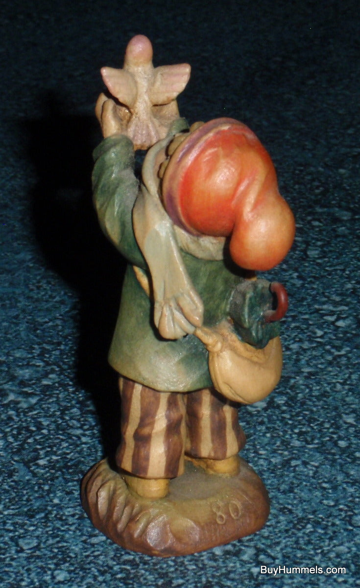 3" Anri Hand Carved Wooden Figurine "Freedom Bound" Boy Releasing Bird - GIFT!