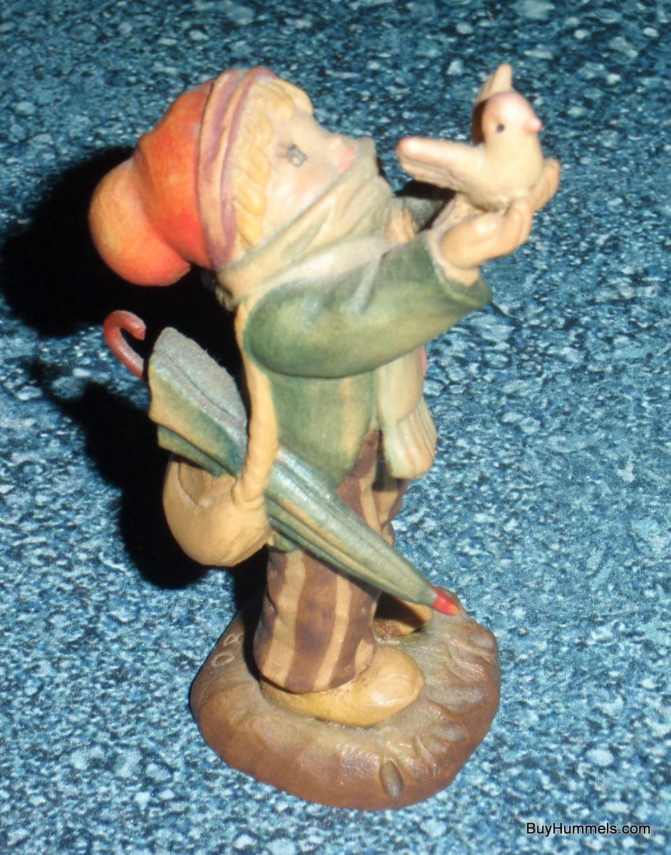 3" Anri Hand Carved Wooden Figurine "Freedom Bound" Boy Releasing Bird - GIFT!