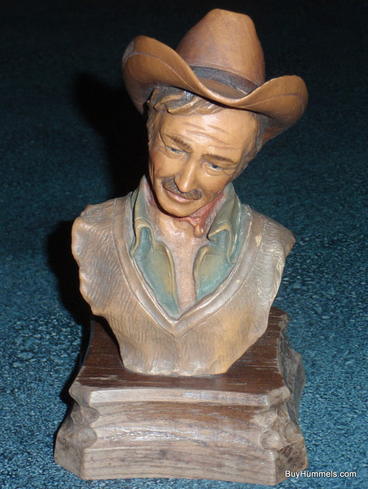 ANRI Wood Carved Figurine Bust By Edward Rohn THE DRIFTER COWBOY MAN Limited Edition Collectible Figurine!