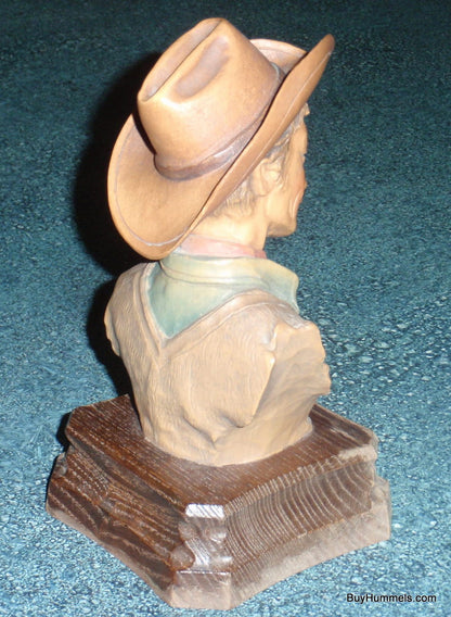 ANRI Wood Carved Figurine Bust By Edward Rohn THE DRIFTER COWBOY MAN Limited Edition Collectible Figurine!