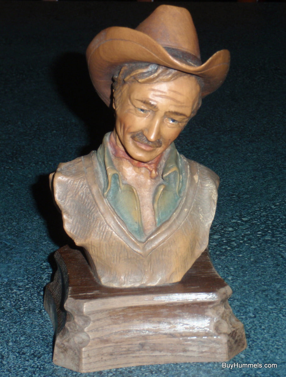 ANRI Wood Carved Figurine Bust By Edward Rohn THE DRIFTER COWBOY MAN Limited Edition Collectible Figurine!