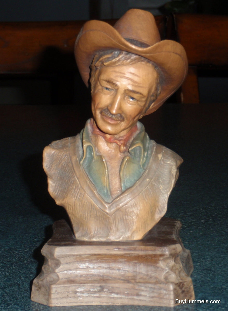 ANRI Wood Carved Figurine Bust By Edward Rohn THE DRIFTER COWBOY MAN Limited Edition Collectible Figurine!