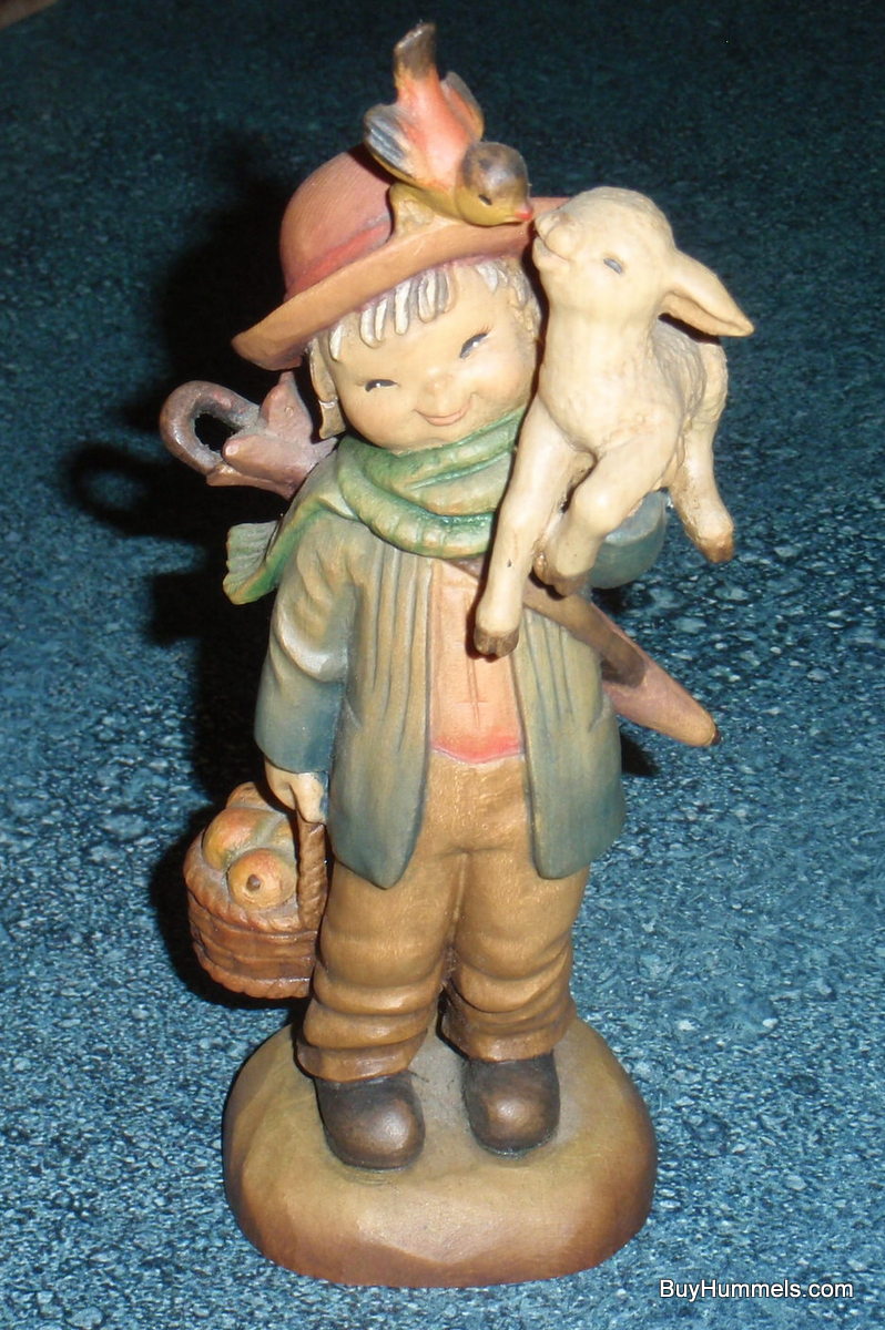 "Friendship" Anri Italy Wood Carving Ferrandiz 6" Tall Shepherd With Lamb & Bird