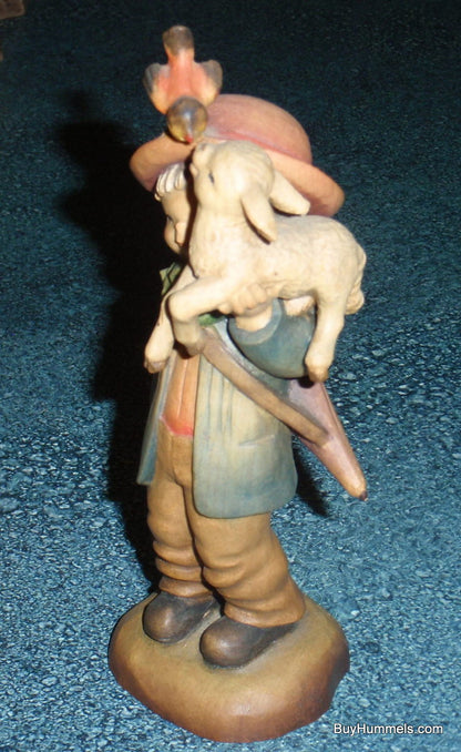 "Friendship" Anri Italy Wood Carving Ferrandiz 6" Tall Shepherd With Lamb & Bird