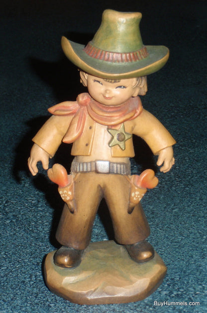 6" ANRI Juan FERRANDIZ Wood Carved Figure THE COWBOY Guns Sheriff Badge - CUTE!