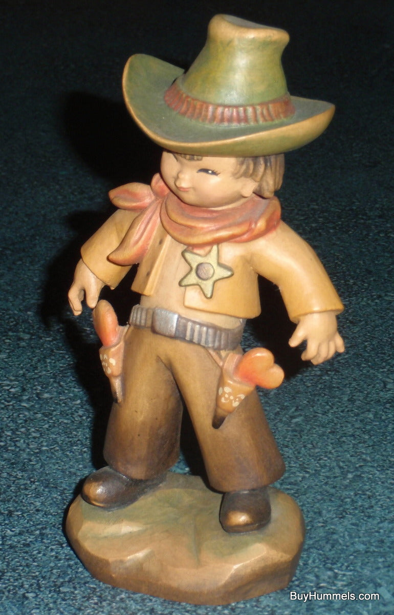 6" ANRI Juan FERRANDIZ Wood Carved Figure THE COWBOY Guns Sheriff Badge - CUTE!