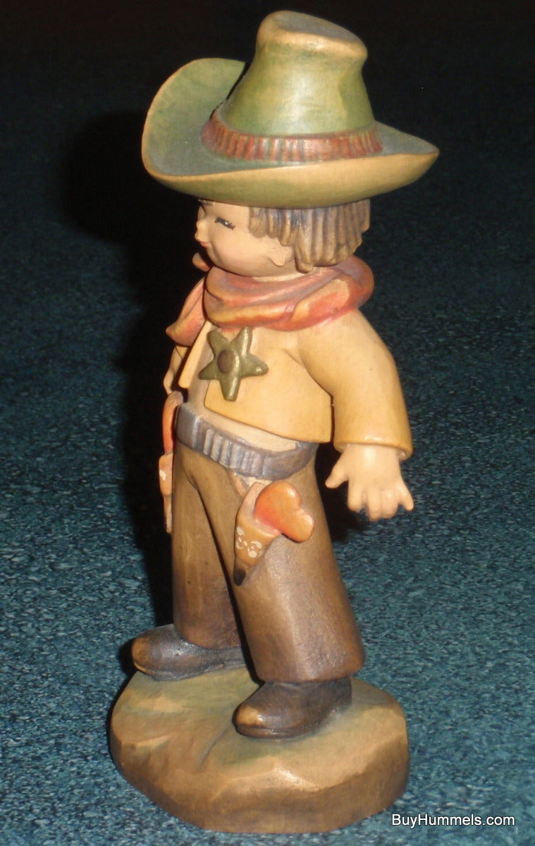 6" ANRI Juan FERRANDIZ Wood Carved Figure THE COWBOY Guns Sheriff Badge - CUTE!